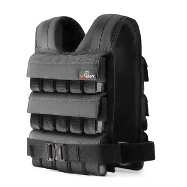 Imagem de Colete com peso ajustável Amstaff com blocos de ferro – Coletes de peso para homens e mulheres – Colete versátil para exercícios físicos, treinamento de força e resistência, corrida, crossfit (29,5 kg