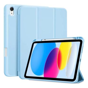 Imagem de Case Capa Compatível Para iPad 9, 8, 7 Geração 10.2" 10.5" Slim Inteligente Com Suporte Caneta Proteção Anti-Impacto Auto Sleep Tampa Magnética (Azul Claro)