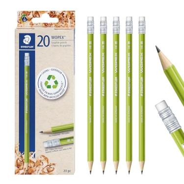 Imagem de STAEDTLER WOPEX Lápis pré-afiados nº 2, pacote com 20 - formato triangular ergonômico, resistente a quebras, superfície antiderrapante, polímero de madeira, ponta de borracha sem PVC