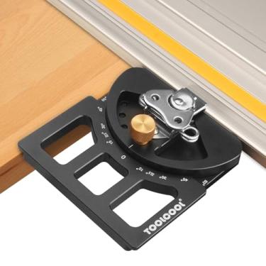 Imagem de TOOLCOOL Guia quadrado de serra multiângulo (-60°~60° ajustável), sistema de bloqueio de ângulo instantâneo, compatível com trilhos de guia Festool e Makita, ferramenta transferidor de alumínio