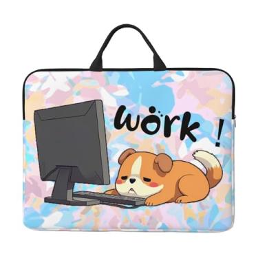Imagem de Linda bolsa de laptop de cachorro para homens e mulheres, estampa dupla face, capa protetora de mão para computador para amigos amantes da família (Cão de trabalho)