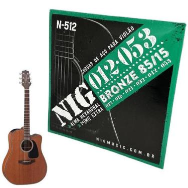 Imagem de Cordas Violão Nig Aço 12-53 Média Regular Bolinha+ Palhet - Nig N512