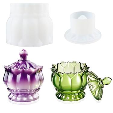 Imagem de Molde de frasco de resina com tampas, molde de frasco de silicone, armazenamento 3D, suporte de vela de joias, molde de recipiente para fundição de resina, decoração de artesanato de concreto