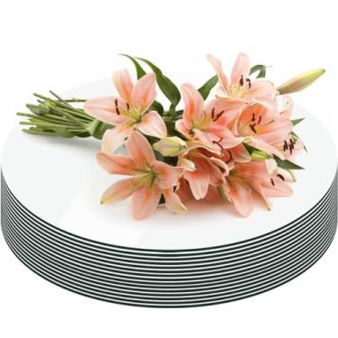 Imagem de Cunnikku Centros de mesa redondos espelhados, pratos circulares de acrílico para decoração de mesa, pacote com 15, decoração de festa de casamento, bandeja de velas (25,4 cm)