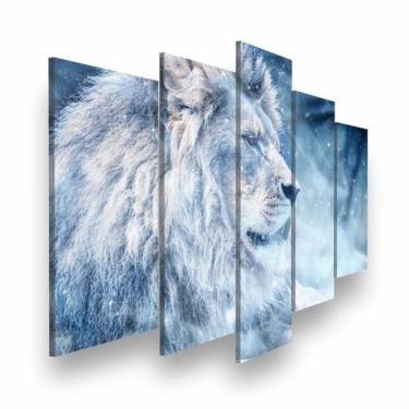 Imagem de Quadro Decorativo Mosaico 5 peças Leão Polar - Core Decore