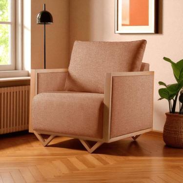 Imagem de Poltrona para Sala de Estar Madeira Maciça Lara Luxo Terracota