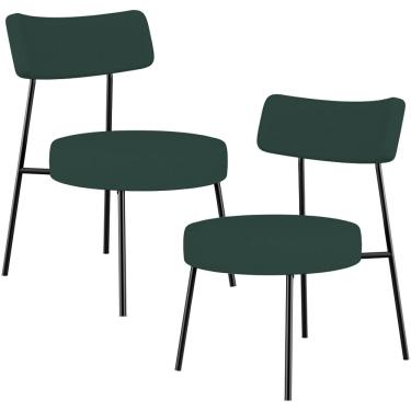 Imagem de Kit 02 Poltronas Decorativas Para Sala De Estar Base Fixa Londres L02 Linho Verde Musgo - Lyam