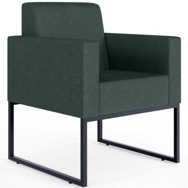 Imagem de Poltrona Decorativa Para Sala E Recepção Base Fixa De Metal Helô L02 Linho Verde Musgo - Lyam Decor