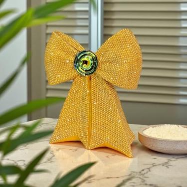 Imagem de Shlinnuo Vaso de laço brilhante de 18,5 cm, vaso de flores decorativo de resina glamourosa, vermelho/ouro/prata, cornija de férias e mesa central, presente de decoração de casa de inverno