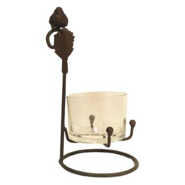Imagem de Suporte Decorativo Passarinho Em Ferro Com Copo De Vidro Para Vela Aromatizador Ou Planta Só Art's®
