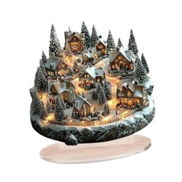 Imagem de BLWOTMOR Painel de Exibição de Mesa de Acrílico com Decorações de Natal 2D, Cenário de Neve, Decoração para Escritório em Casa, Suprimentos para Festas de Fim, a, Tamanho real