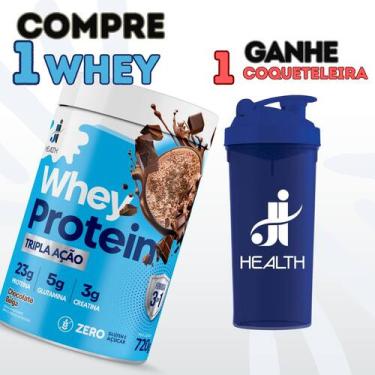 Imagem de J I Health Whey Protein com Creatina e Glutamina 720g, Suplemento Alim