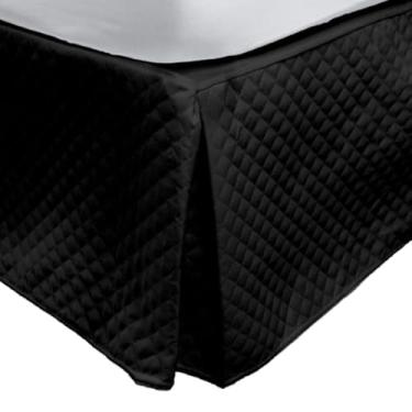 Imagem de Cama box acolchoada com saia, cama de solteiro, casal, queen, king, janela, quarto arrumado (Preto,Solteiro King)