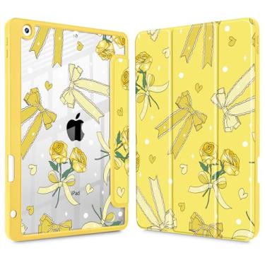 Imagem de Tuiklol Capa para iPad 10.2, versão 2021, 9ª geração, suporte embutido para lápis, suporte de três dobras, proteção de TPU (Poliuretano Termoplástico) para iPad 10.2 de 2020 e 2019 [8/7], laço e