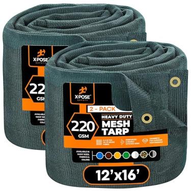 Imagem de Xpose Safety Lona de malha verde resistente de 30 cm x 40 cm (pacote com 2) – 70% tecido protetor solar com ilhós para jardim, cerca, tela de privacidade, coberturas de caminhões basculantes, capa de
