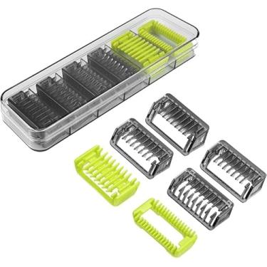 Imagem de Kit Pentes Guia com Estojo para Philips One Blade - Yinke 7 peças. Conforto e Estabilidade ao se Barbear. Compatível com QP2520/21, QP2530, QP2620, QP2724 e QP2824