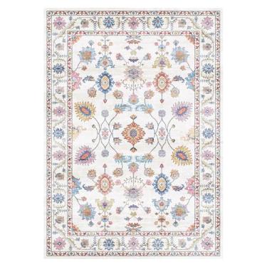 Imagem de Gertmenian Tapete de área lavável e fácil de cuidar para ambientes internos – 3 x 5 pequeno, ideal para áreas de alto tráfego na sala de estar, quarto, entrada – Casper Cream Multi, 23217