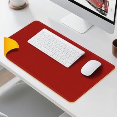 Imagem de Tapete de mesa de couro dupla face - almofada de mesa impermeável - ideal para mouse pad grande e tapetes de mesa em cima de mesas (vermelho, 84 x 33 cm)