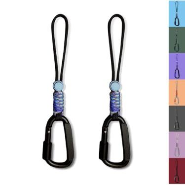 Imagem de Clipe mosquetão para chaveiro Paracord – Anel D para garrafa de água, chave, mochilas e mais (azul - 2 peças)
