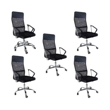 Imagem de Kit 5 Cadeiras De Escritório Nagano Tela Mesh Giratória