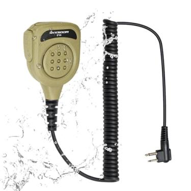 Imagem de Microfone de alto-falante de ombro de 2 pinos para rádios Motorola – compatível com série CP/CLS/RDU/PR400, clipe seguro, botão PTT, áudio claro (deserto tan)