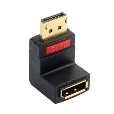 Imagem de xiwai Adaptador de extensão DisplayPort Up Angled 90 graus macho para fêmea de alta velocidade para monitores, projetores