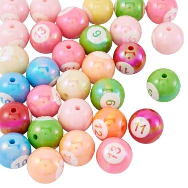 Imagem de Craftdady 30 contas de bilhar 15,5 mm contas de acrílico com revestimento UV opaco acrílico esportivo espaçador contas de mesa redonda para chaveiros faça você mesmo, pulseira, acessórios de