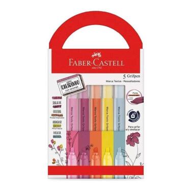 Imagem de Kit Marca Texto Grifpen Com Cheirinho Mtes5rezf 5 Cores - Faber Castell