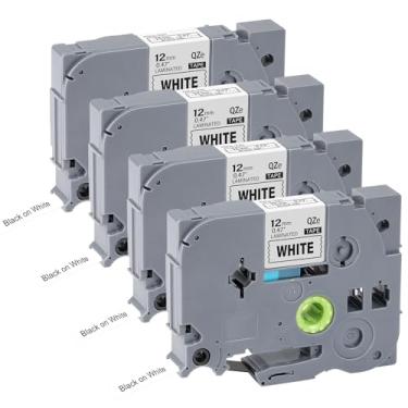 Imagem de 12 mm 0,47 TZe TZ Fita de substituição branca laminada para etiqueta Brother P Touch Label Tape TZe-231 TZe231 compatível com Brother PT-D210 PT-D220 PT-H110 PT-D410 PT-P710BT