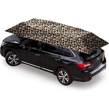 Imagem de LMJYU Guarda-sol para carro portátil tenda semiautomática dobrável universal guarda-chuva carro garagem com para-sol anti-UV, à prova de água, à prova de vento de neve barraca de acampamento ao ar