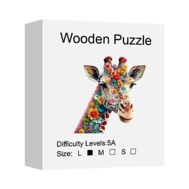 Imagem de Quebra-Cabeça De Madeira Girafa Flor, Brinquedo Intelectual De Alta Di