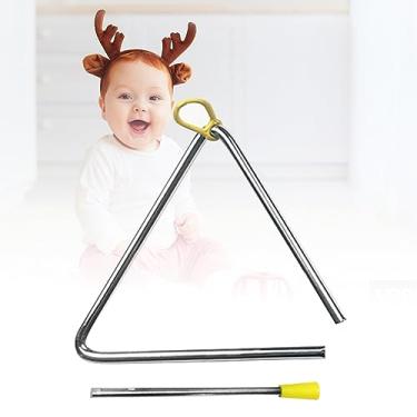 Imagem de Cryfokt Triângulo Musical de Metal Com Instrumento de Percussão de Mão Compacto Striker para Educação Infantil para Desempenho Individual (6 polegadas (ID de 153 mm, espessura de 5 mm))