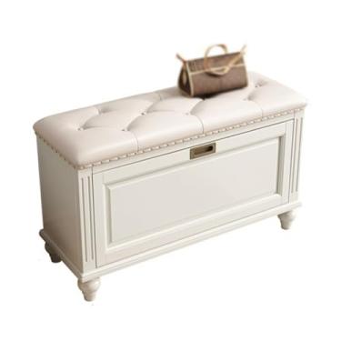 Imagem de Armários para sapatos com prateleiras para sapatos Banco de rack com porta, armário armazenamento sapatos entrada prateleira escondida, banco para, sala estar, quarto, branco(52 * 30 * 50cm)