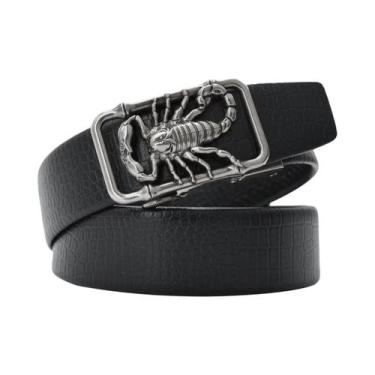 Imagem de Cinto De Couro Estilo Punk Masculino Com Fivela De Escorpião 3D De Met