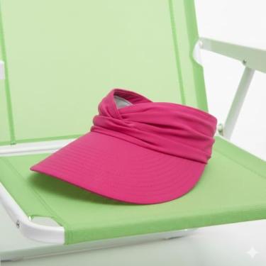 Imagem de VISEIRA FEMININA TURBANTE MODA PRAIA PISCINA 2 EM 1 DUPLA FACE 2 CORES PROTECÂO SOLAR UV ELEGÂNCIA ESTILO CHAPÉU VERÃO BONÉ PRAIA (ROSA)