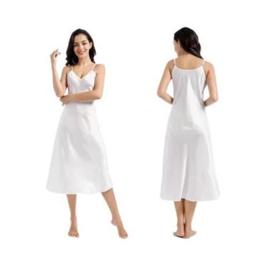 Imagem de Camisola feminina elegante e sexy com decote em V, saia de dormir eleg