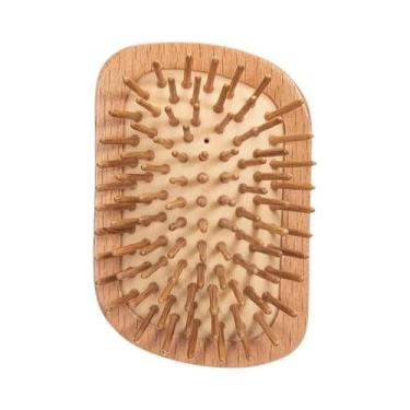 Imagem de Escova De Cabelo Desembaraçadora De Madeira De Faia Portátil Antiestát