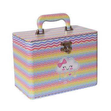 Imagem de Maleta Box 240 fotos 15x21 com 4 Álbuns Fotográficos CHUVA DE AMOR COLORIDO Bebê Nuvem