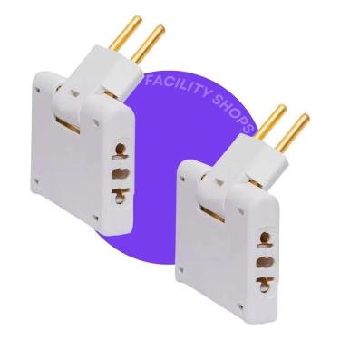 Imagem de 2X Kit 02 Pino Adaptador Benjamin T Articulado Dobrável Toma