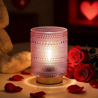 Imagem de Lâmpada decorativa operada a bateria com temporizador, lâmpadas pequenas e aconchegantes para decoração de prateleira/cabeceira/mesa, luminária de mesa sem fio com lâmpada de LED para quarto de