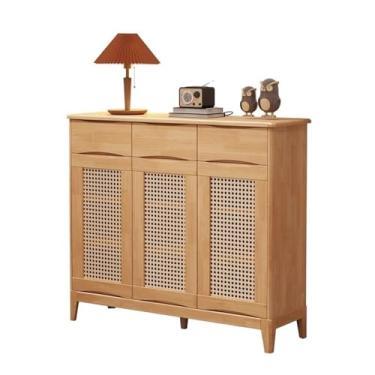 Imagem de KHUTRW3D Armários independentes de madeira, armários de sapatos para sala de estar em casa, armários de armazenamento econômicos para apartamentos pequenos fora da porta (cor de madeira)