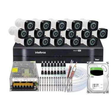 Imagem de Kit 16 Camera Segurança Hd Dvr Intelbras 1116 4tb