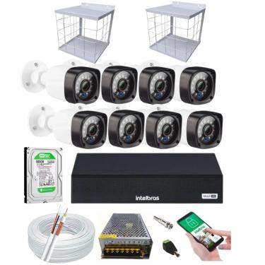 Imagem de Kit 8 Câmeras Multi Hd Dvr Intelbras 8 Canais Com Hd 500gb +Grade de proteção