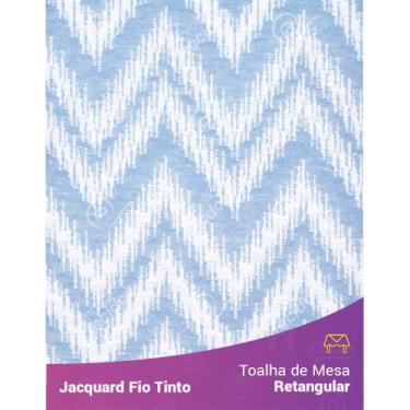 Imagem de Toalha Retangular em Tecido Jacquard Azul Bebê e Branco Chevron Fio Ti