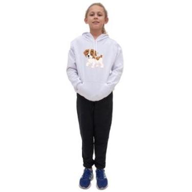 Imagem de Conjunto de Moletom Menina Infantil Estampa de Cachorro Com Calça Confortavel Para Passeio-Feminino