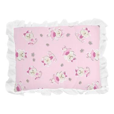 Imagem de Travesseiro Estampado com Babado para Bebê 28cm x 35cm Bublim, Ursa Ba