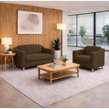 Imagem de Kit 01 Poltrona Decorativa Tilla + Namoradeira Sala Espera - Balaqui D