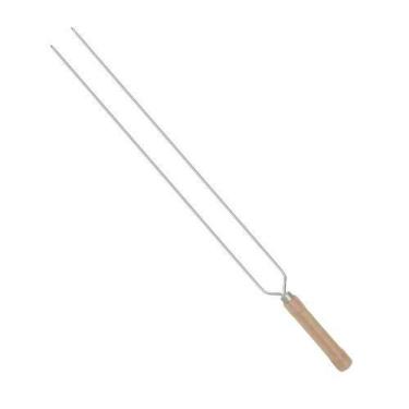 Imagem de Espeto para Churrasco Espeto Duplo 65CM Cromado em Arame de Aço com Ca
