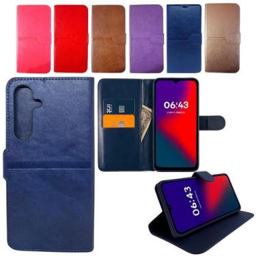 Imagem de Capa Carteira Para Samsung S25 Fe (Tela de 6.7) Capinha Case Cor:Azul 