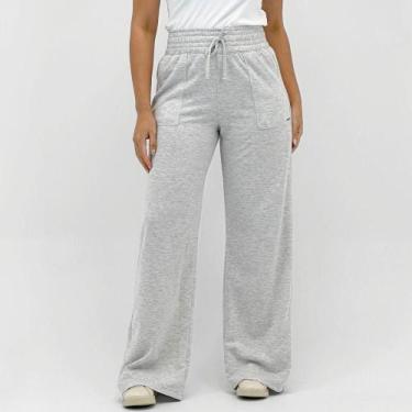 Imagem de Calça Vida Marinha Wide Leg em Moletinho Feminina, G, Mescla claro